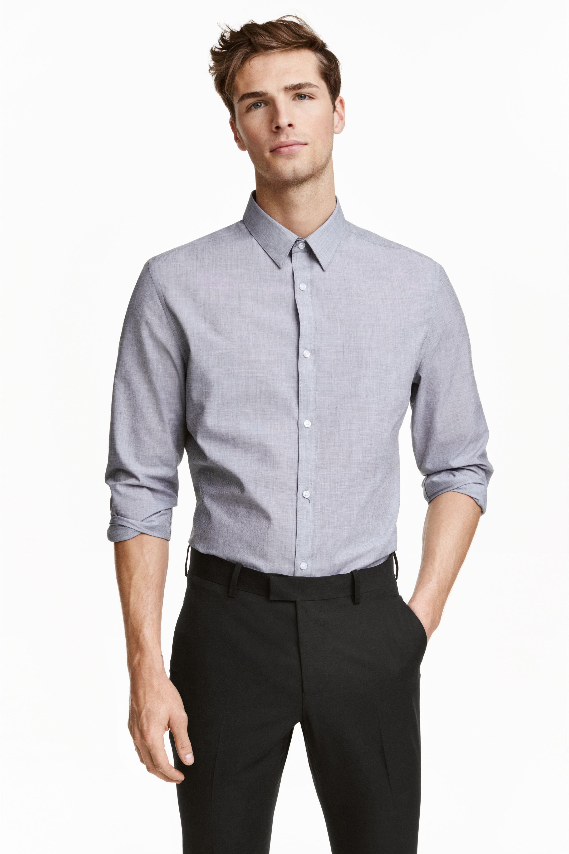 

Рубашка H&M S Светло-серый 4005314RP2_светло-серый