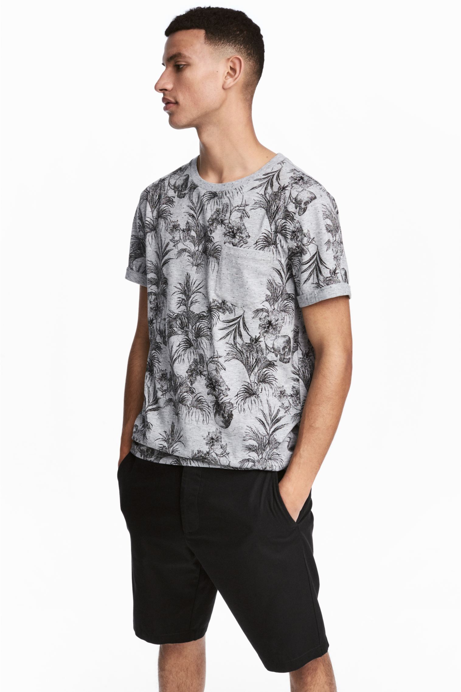 

Футболка H&M XS серый меланж с рисунком 4482626RP11_серый меланж с рисунком