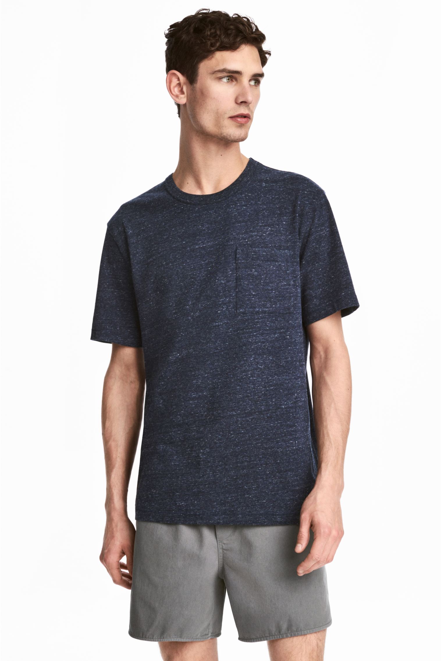 

Футболка H&M S темно-синий меланж 5320476RP21_темно-синий меланж