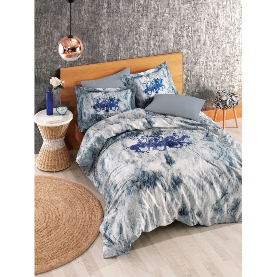 

Постельное белье Beverly Hills Polo Club ранфорс BHPC 018 Blue евро