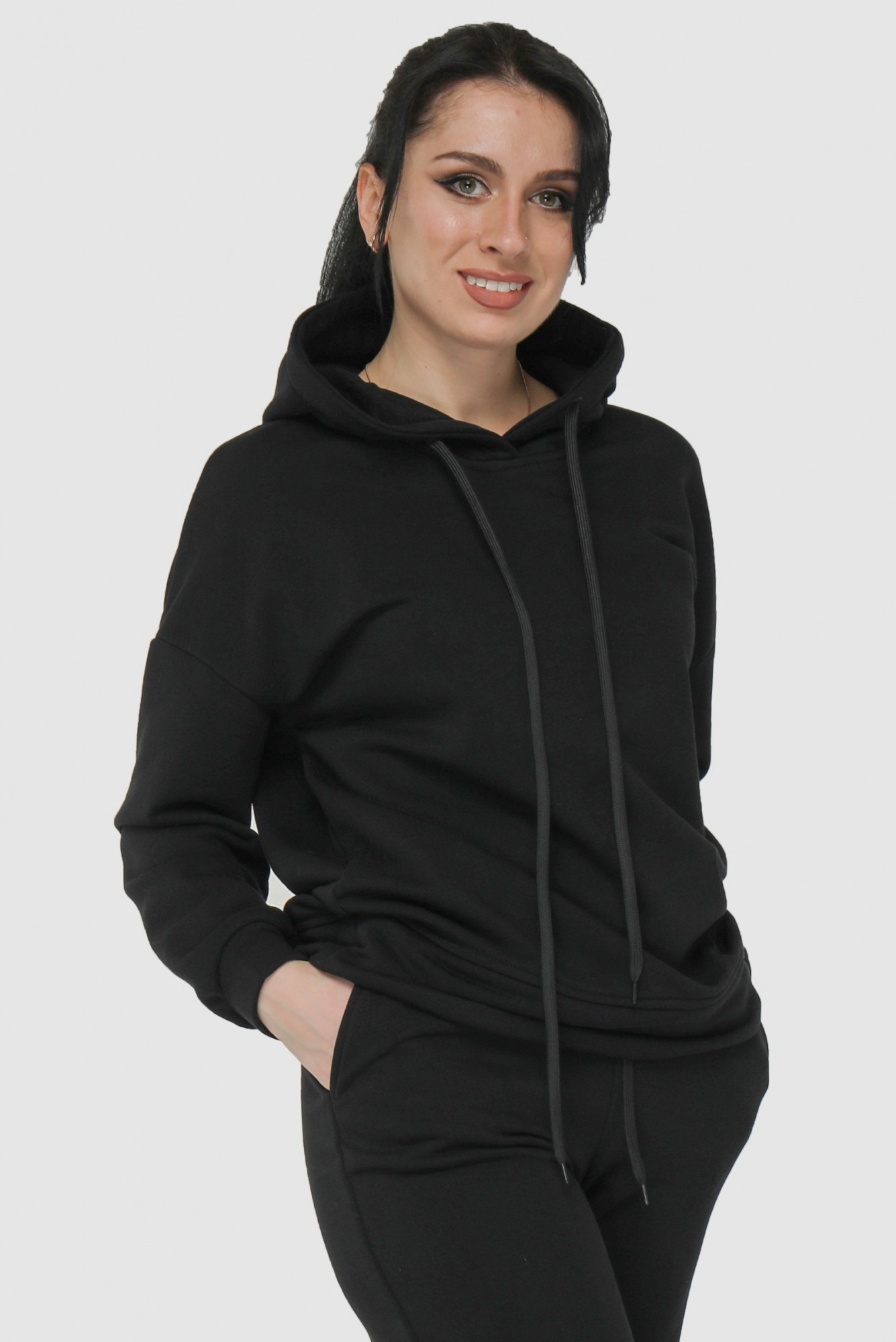 

Худи длинное For women М-311  Черный, Худи длинное For women М-311 46 Черный