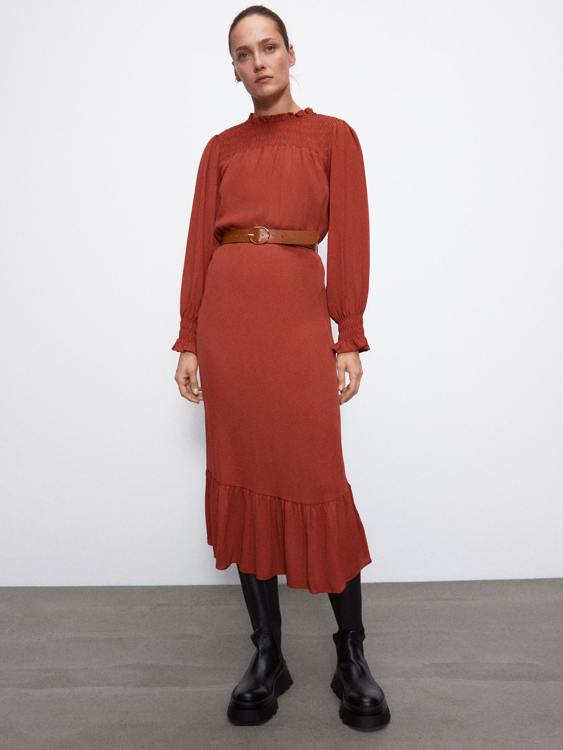 

Платье Zara 3666/181/701  Терракотовое, Платье Zara 3666/181/701 XS Терракотовое