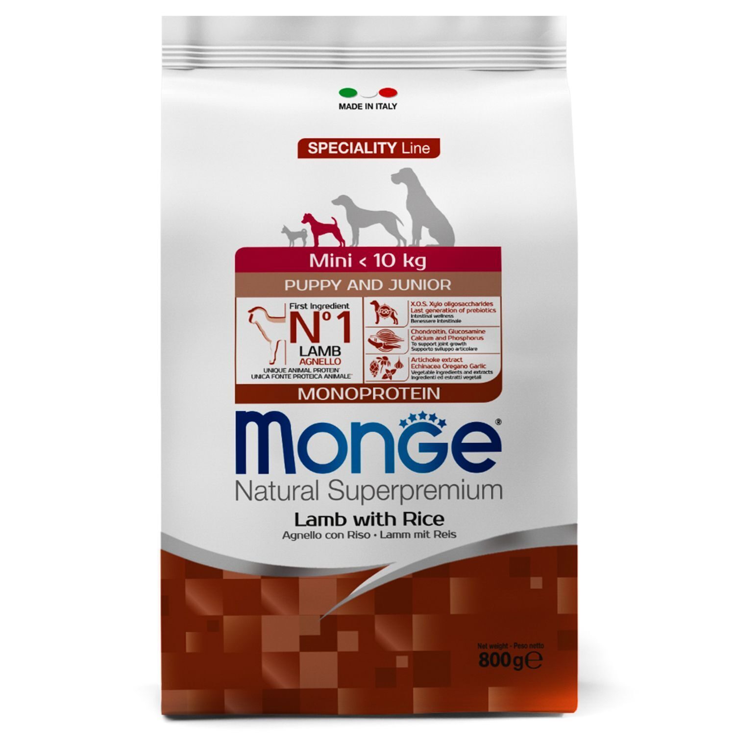 

Корм для щенков мини пород Monge DOG Mini Puppy and Junior с ягненком 800 г(70011518)