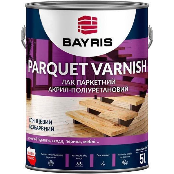 

Лак паркетный Bayris Рarquet Varnish глянцевый бесцветный 5 л арт - B0026