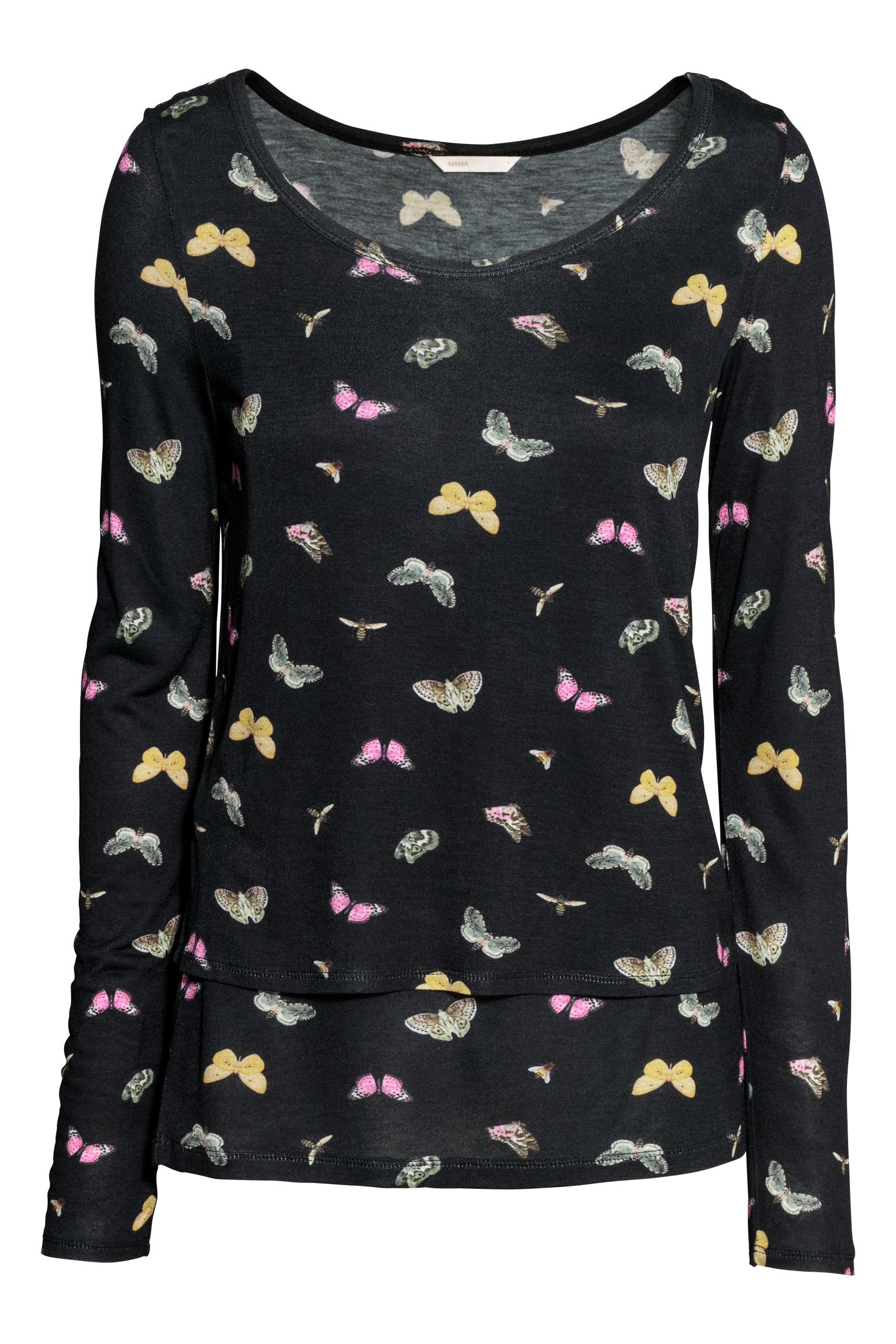 

Лонгслив для кормящих H&M XS черный бабочки 5710526RP12_черный бабочки