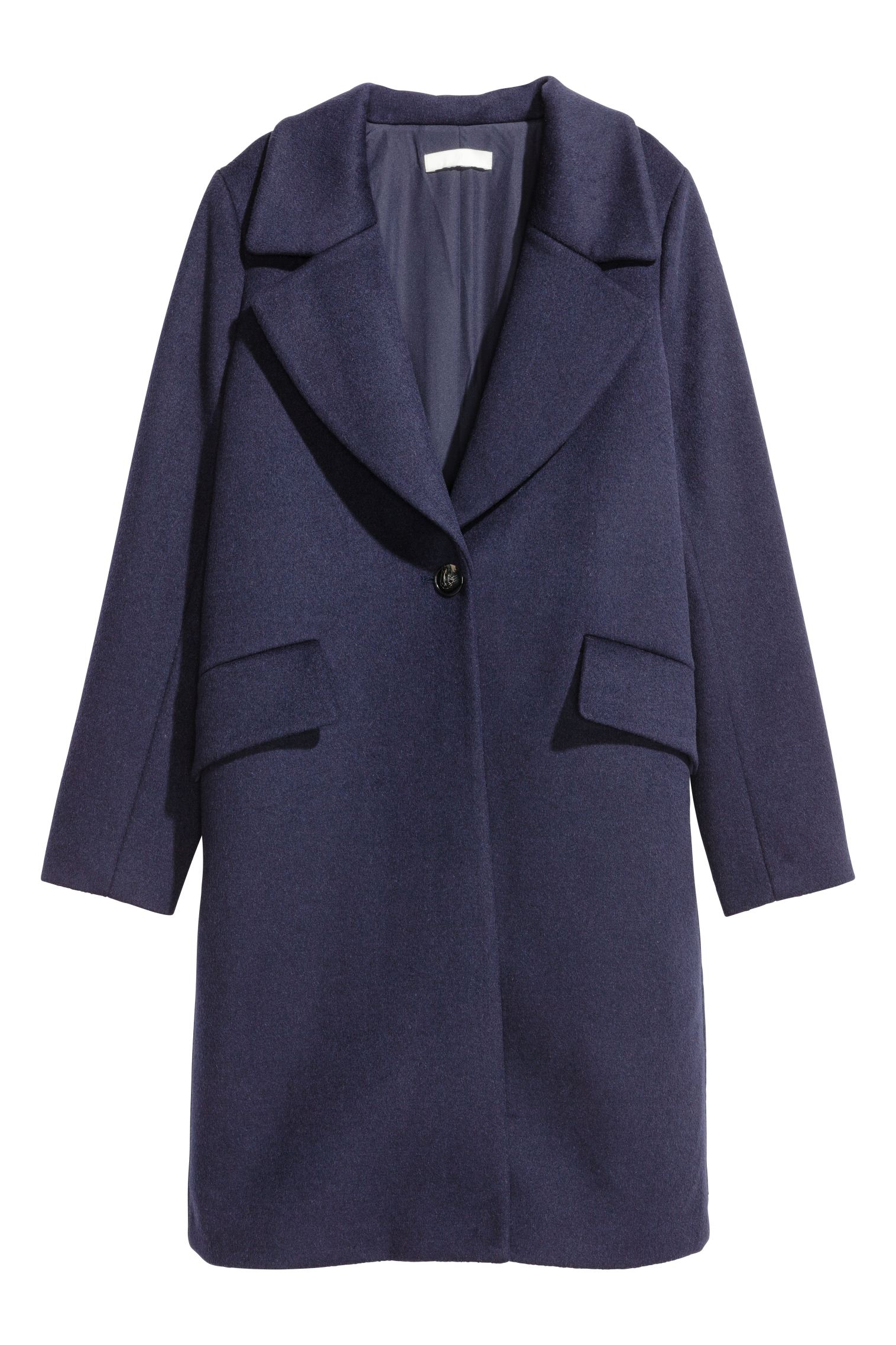 

Пальто шерстяное H&M 44 Темно-синий 3974384RP12_темно-синий