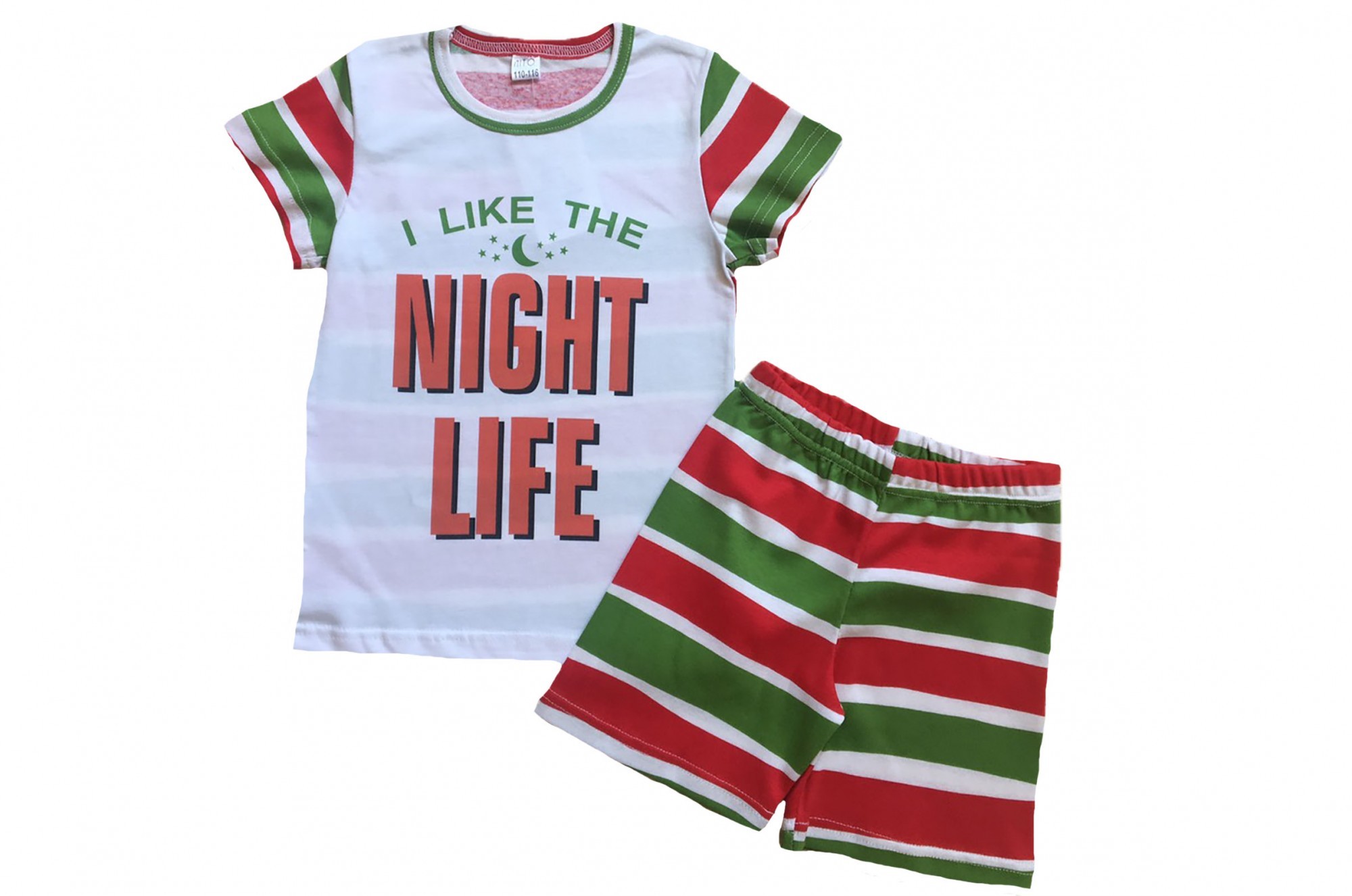 

Пижама Lito Night life с шортами в полоску 86-92 Красно-зеленая (pi-22377)