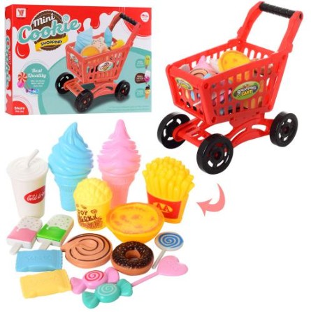 

Игровой набор Тележка для Супермаркета Bambi Shopping cart с продуктами сладостями 16 предметов
