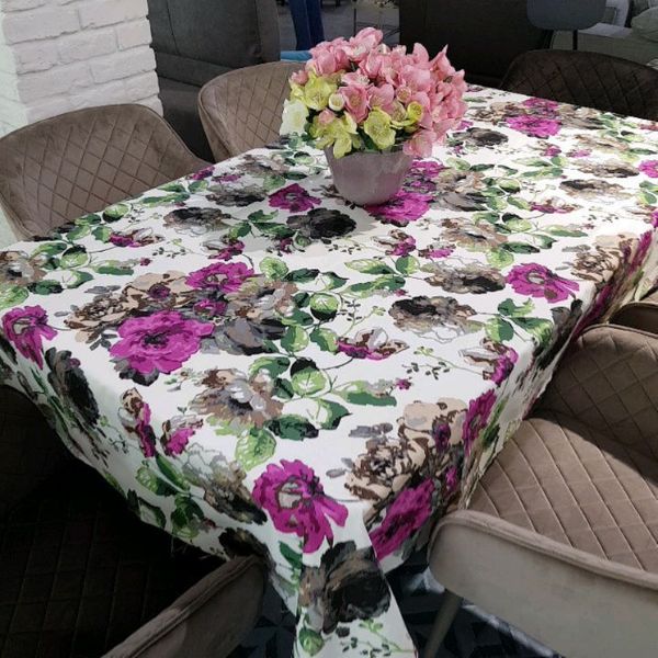 

Скатерть с тефлоновым покрытием MacroHorizon Пионы Акварель Пурпурный, Овал 140*220 см