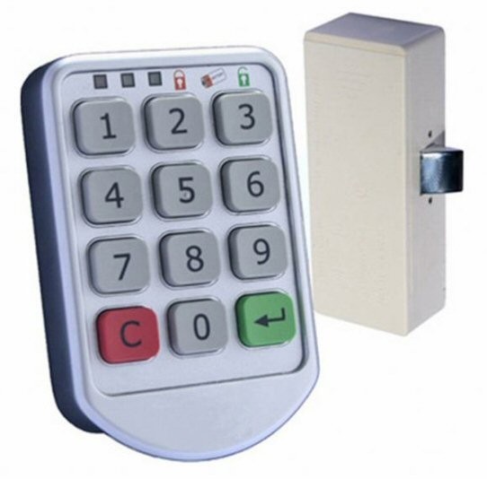 

Замок мебельный электронный с доступом по кодовой клавиатуре EM206PW с металлическим фронтальным корпусом