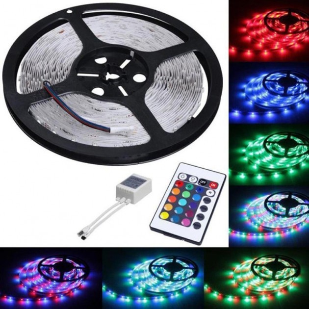 

Готовый комплект цветная светодиодная Xmas LED RGB лента 3528 от Сети 5 метров