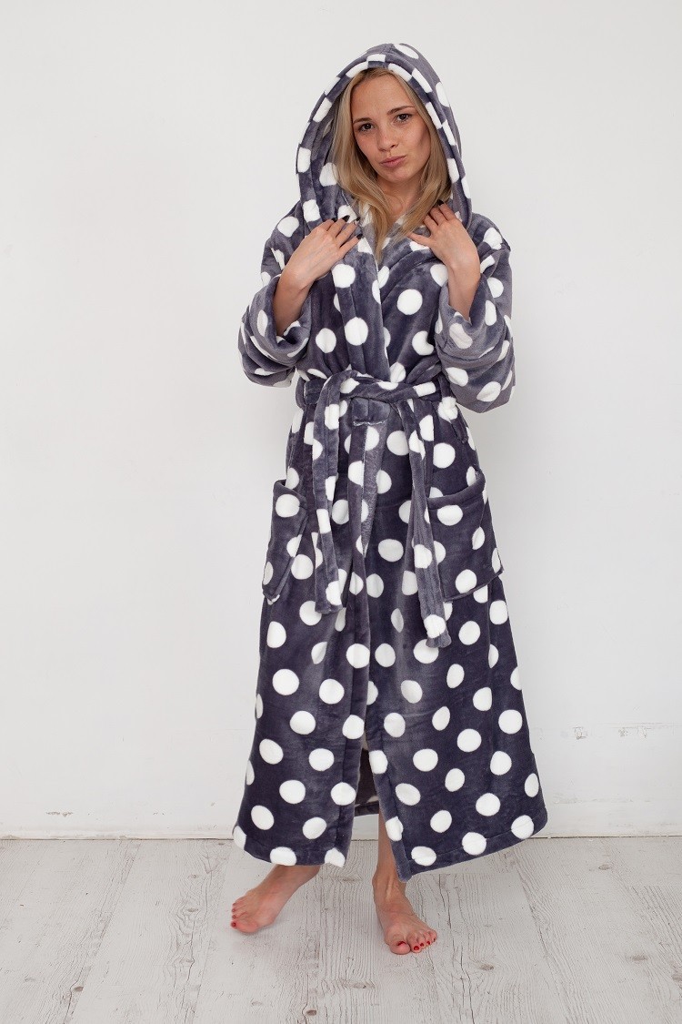 

Халат длинный Art fashion Горох L серый
