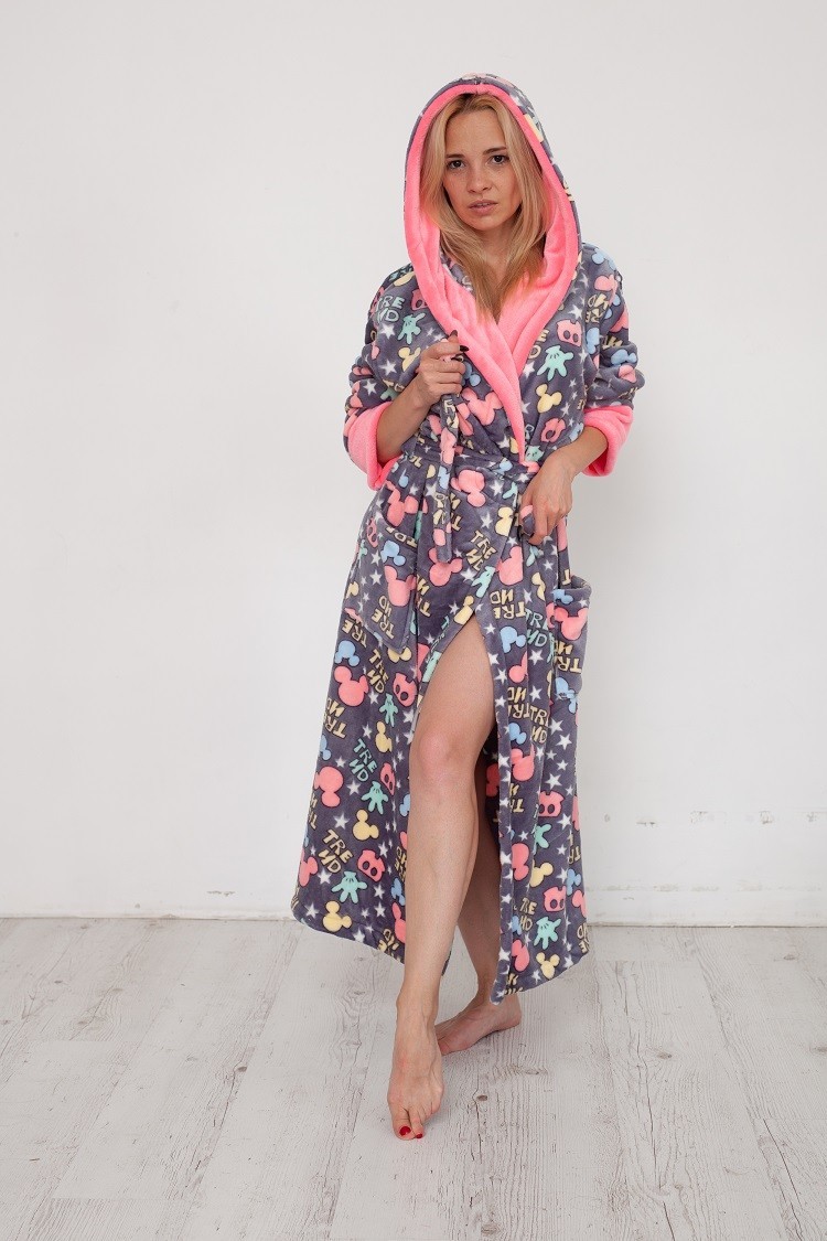 

Халат длинный Art fashion Микки L серый