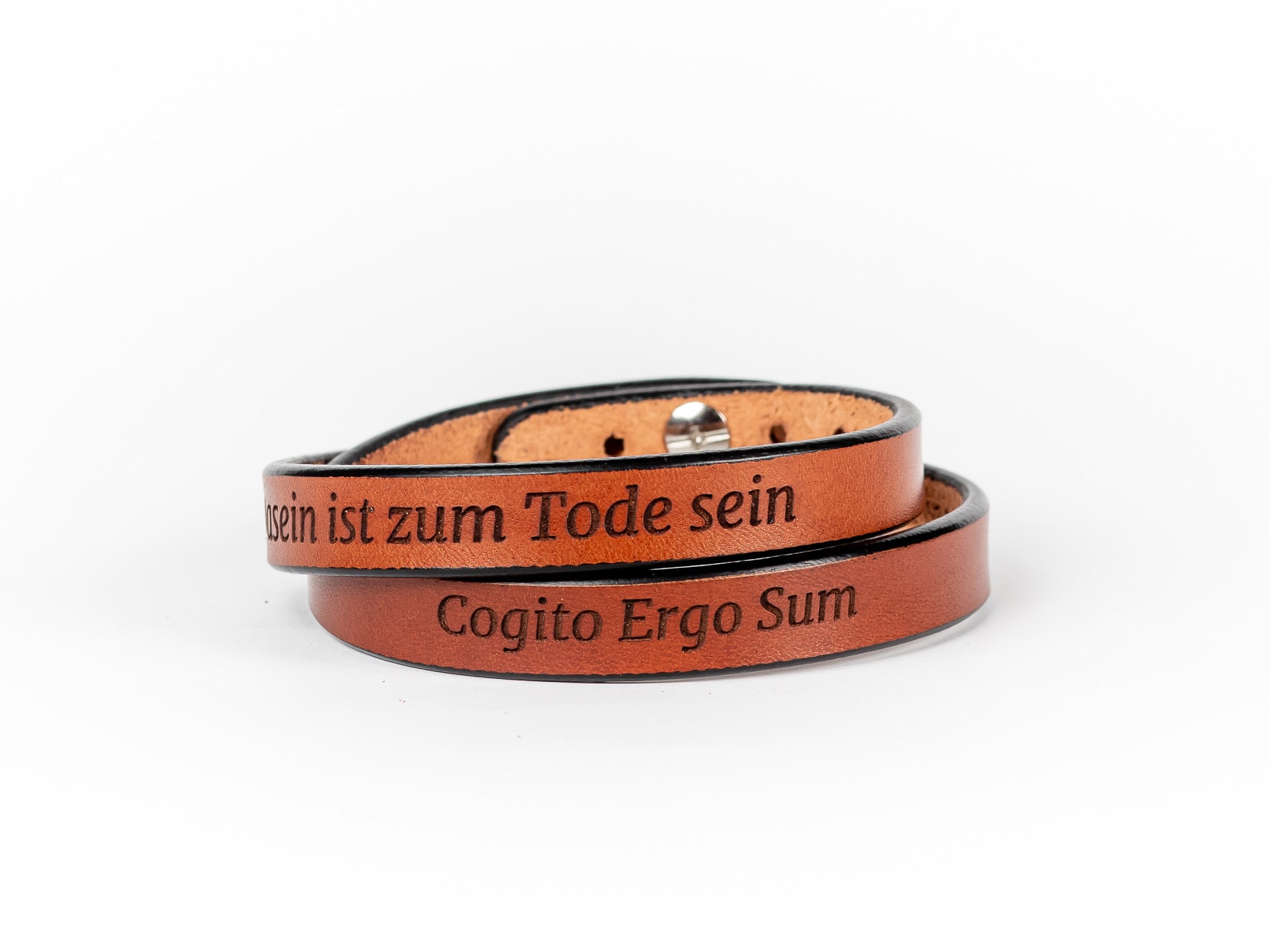 

Браслет SAZHA коньячный в два оборота с Вашей гравировкой (18-21 см)