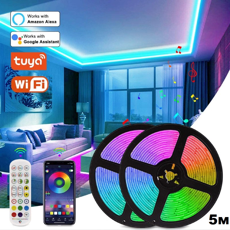

Умная Светодиодная лента Leclstar с Wi-Fi, 12 В, 5 метров, приложение Tuya (SD101LT)