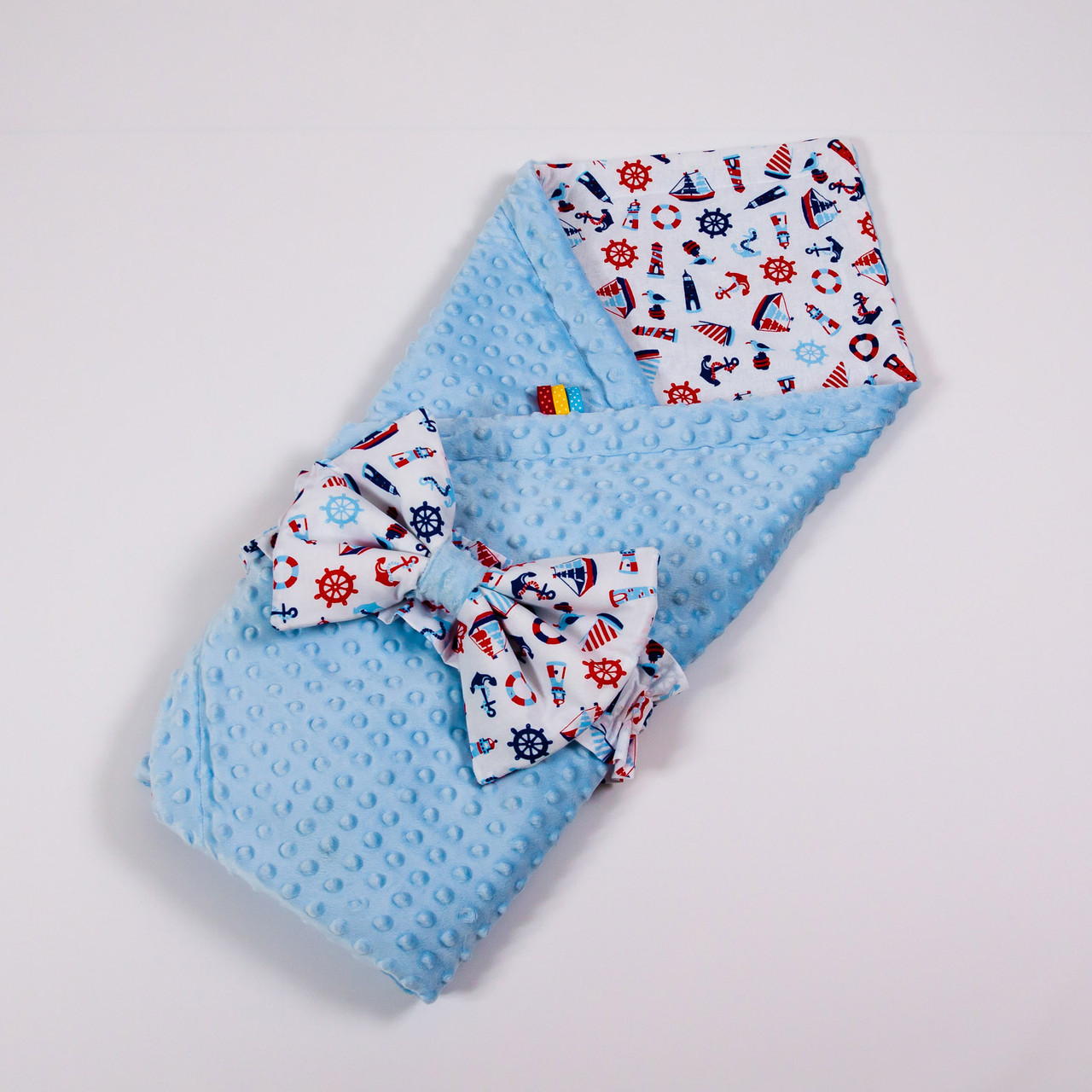 

Летний конверт-плед на выписку BabySoon 78х85см Морячок плюш