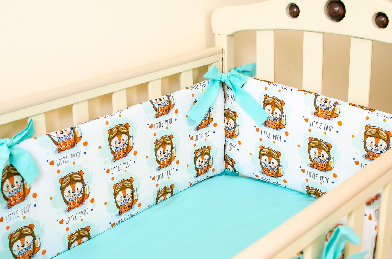 

Бортики в детскую кроватку BabySoon 12940 Лисенок пилот 360см х 27см (510)
