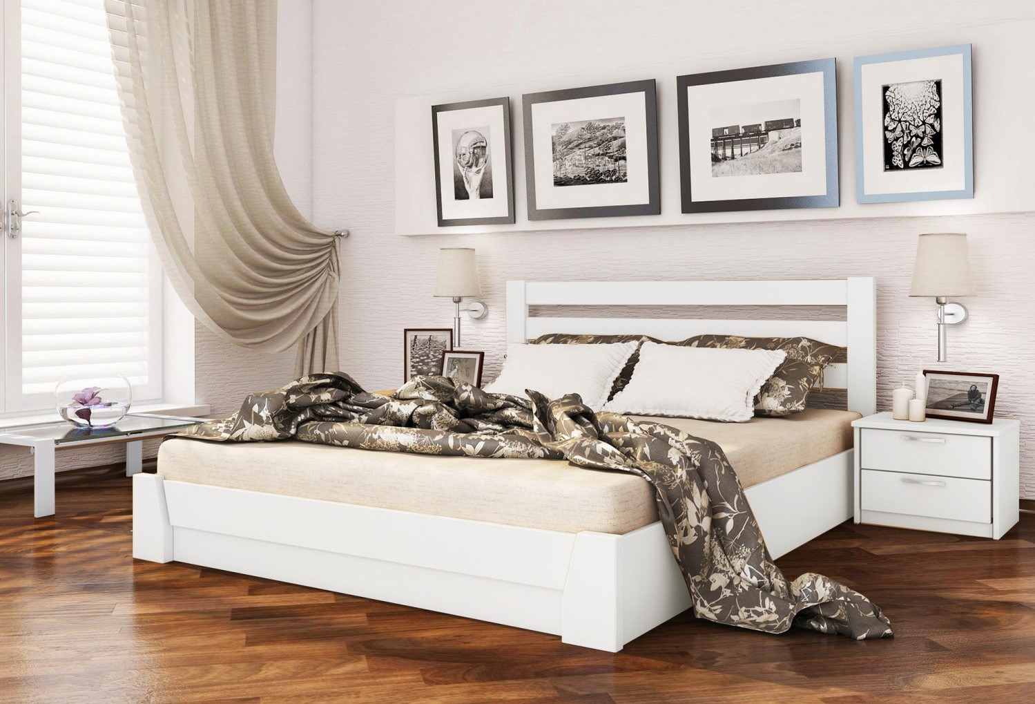 

Деревянная кровать Эстелла Селена из щита бука 190х120 Белый