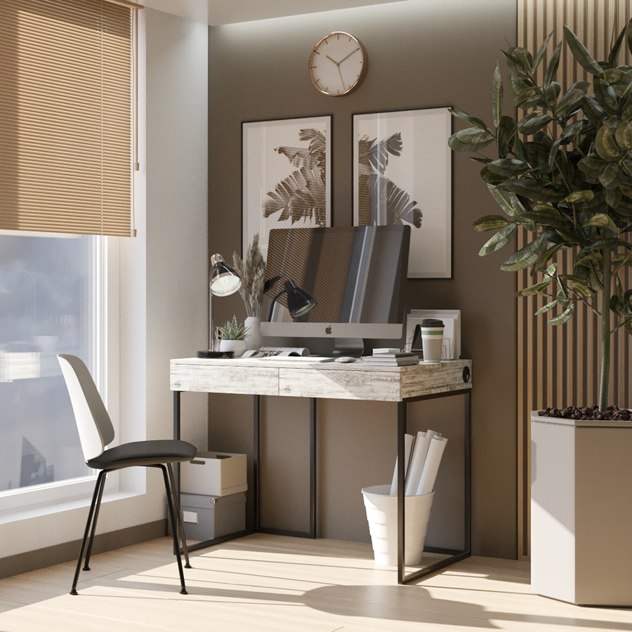 

Компьютерный стол Fenster Моррис 2 Чёрный ДСП Кантри 730x1000x600