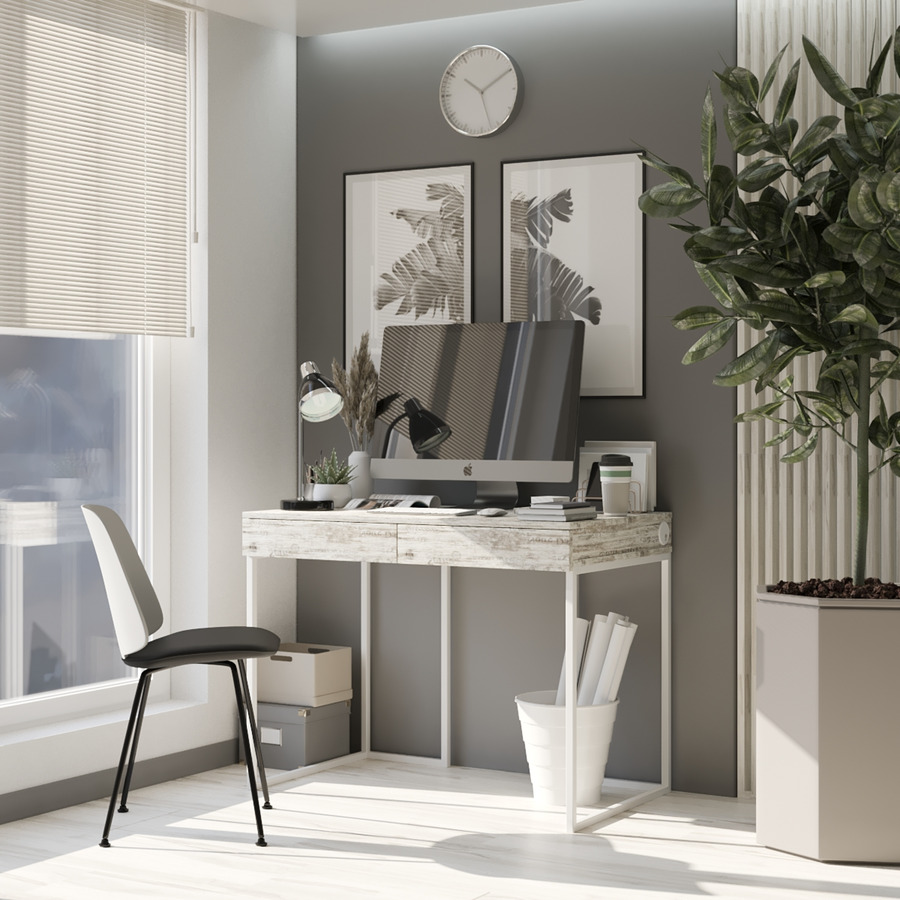 

Компьютерный стол Fenster Моррис 2 Белый 730x1000x600 ДСП Кантри