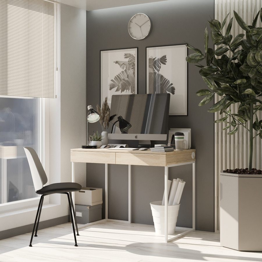 

Компьютерный стол Fenster Моррис 2 Белый 730x1000x600 ДСП Дуб сонома