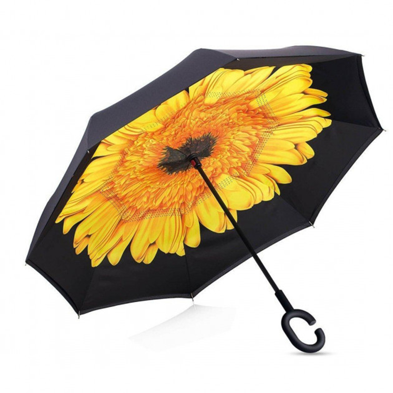 

Зонт наоборот Up-Brella женский умный антизонт (смарт зонт) Цветок Желтый