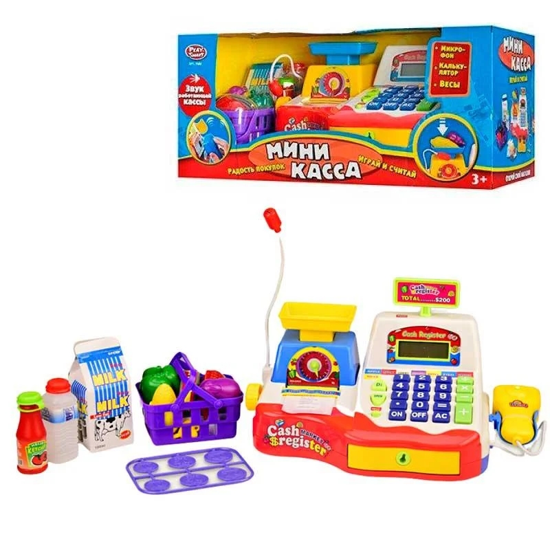 

Игровой кассовый аппарат Мини касса 7162 с корзинкой продуктов Play Smart