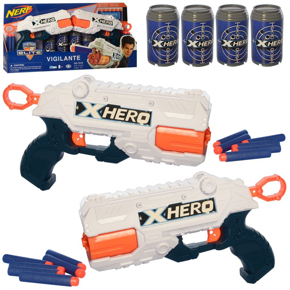 

Игровой набор бластеров с мишенью 7016MR, пистолет, мягкие пули, банка-мишень Bambi