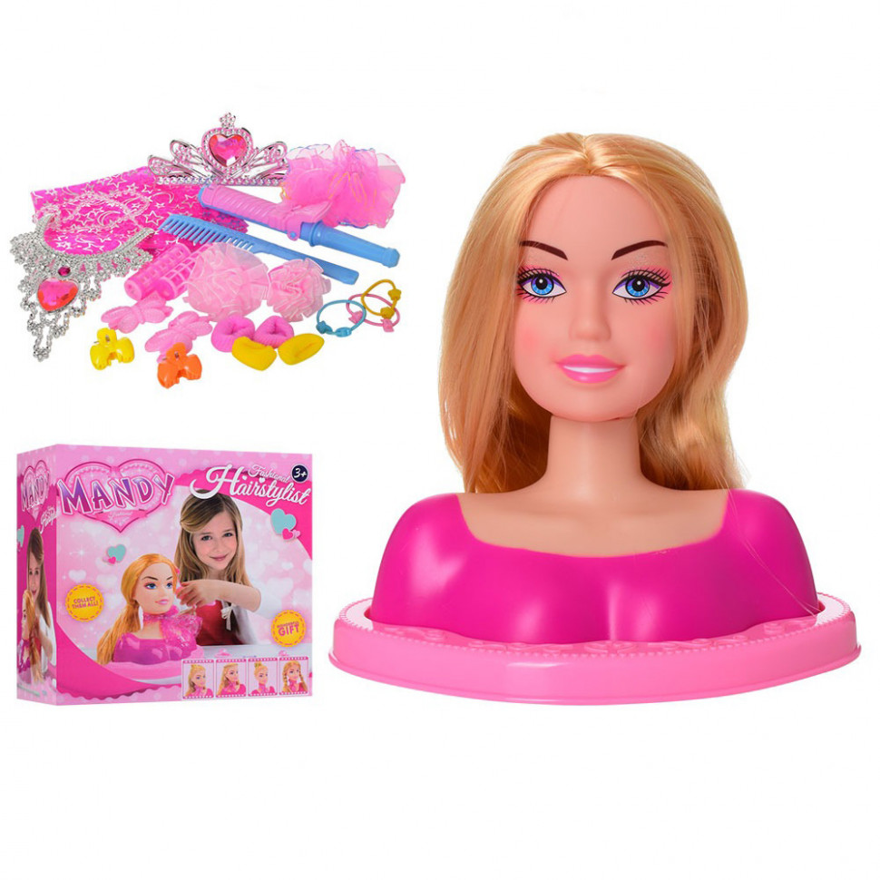 

Кукла Голова для причесок YM19-5A-B-C, фен, бант, заколки, 24 см (YM19-5B) Bambi