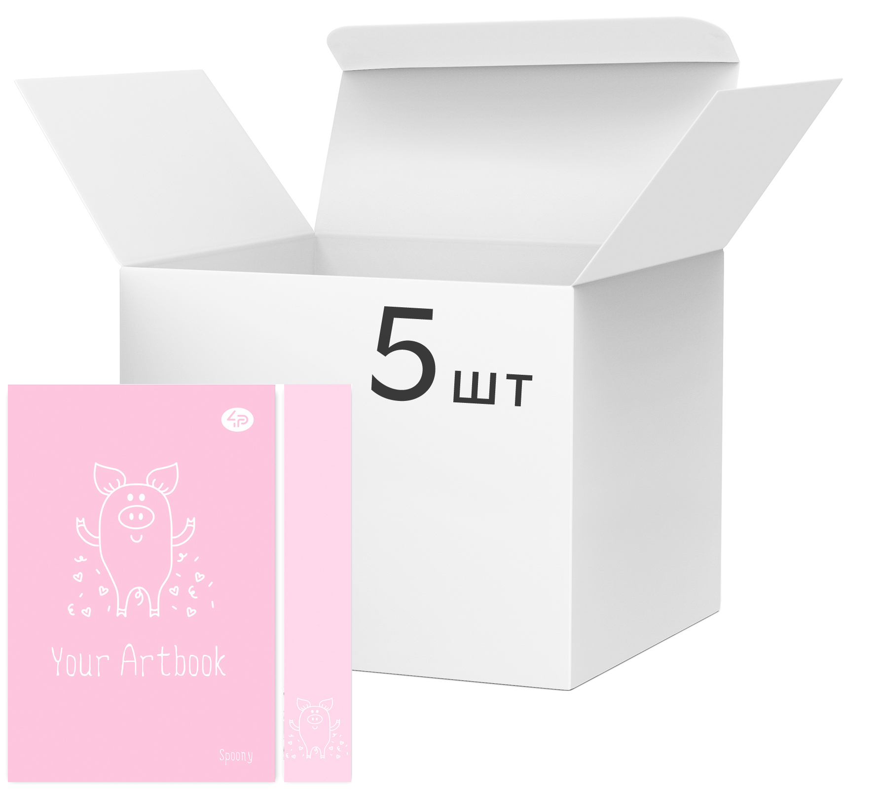 

Упаковка блокнотов 4Profi Profiplan Artbook Spoony A5 без линовки 40 листов Pig 5 шт (902705)