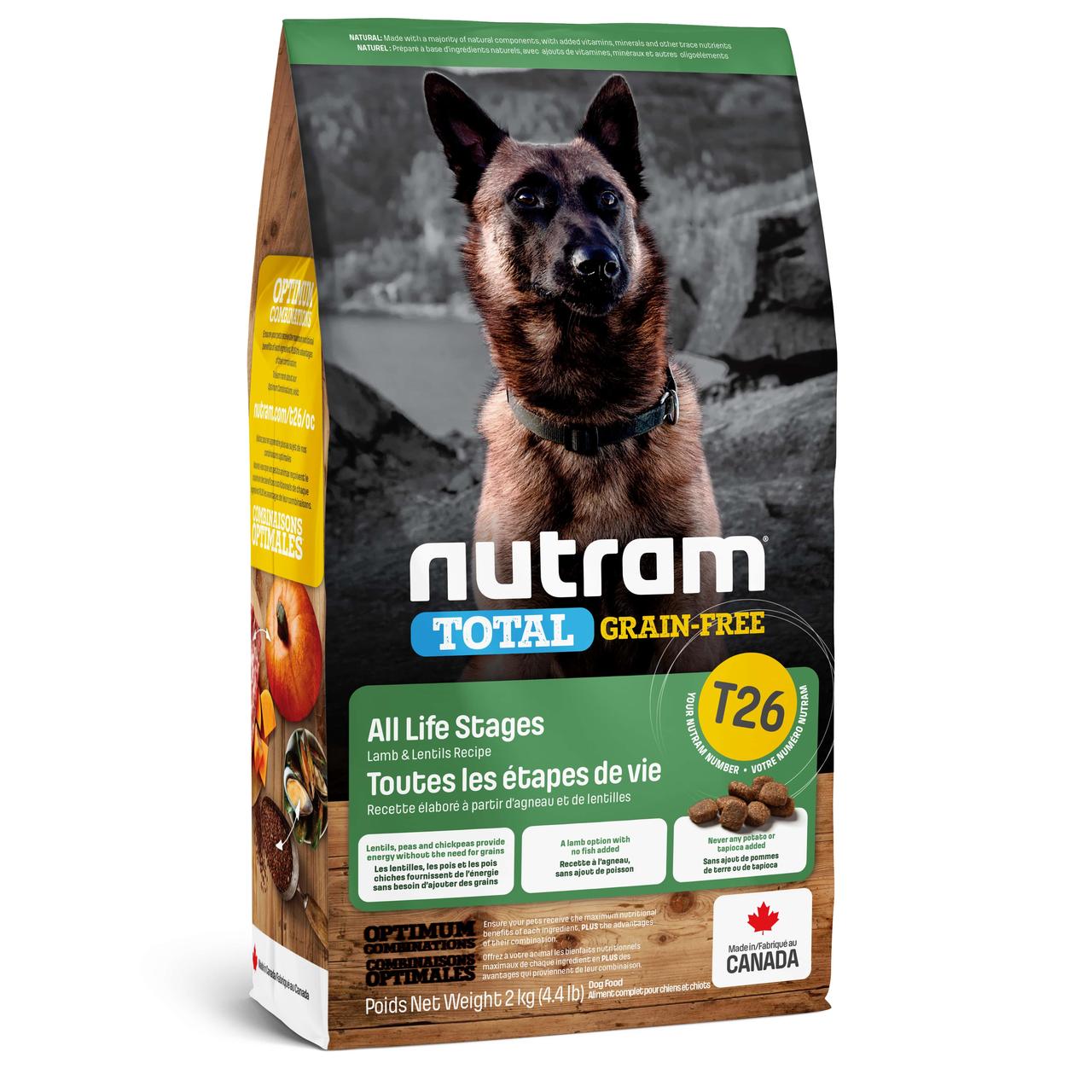 

Беззлаковый сухой корм Nutram (Нутрам) T26 Lamb Dog для собак всех пород (ягненок) 2 кг