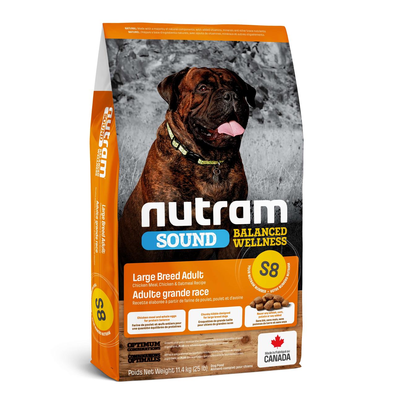 

Сухой корм Nutram (Нутрам) S8 Sound Balanced Large Breed Adult Dog для взрослых собак крупных пород (курица) 20 кг