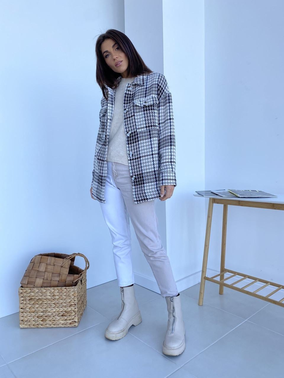 

Рубашка тёплая оверсайз 000026_3 серый M(46-50)