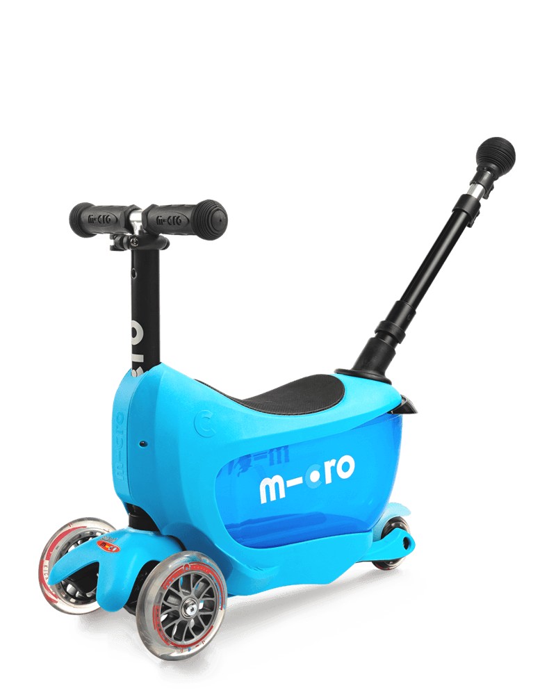 

Самокат 2 в 1 с сидением и родительской ручкой Micro Mini2go Deluxe Plus Blue синий