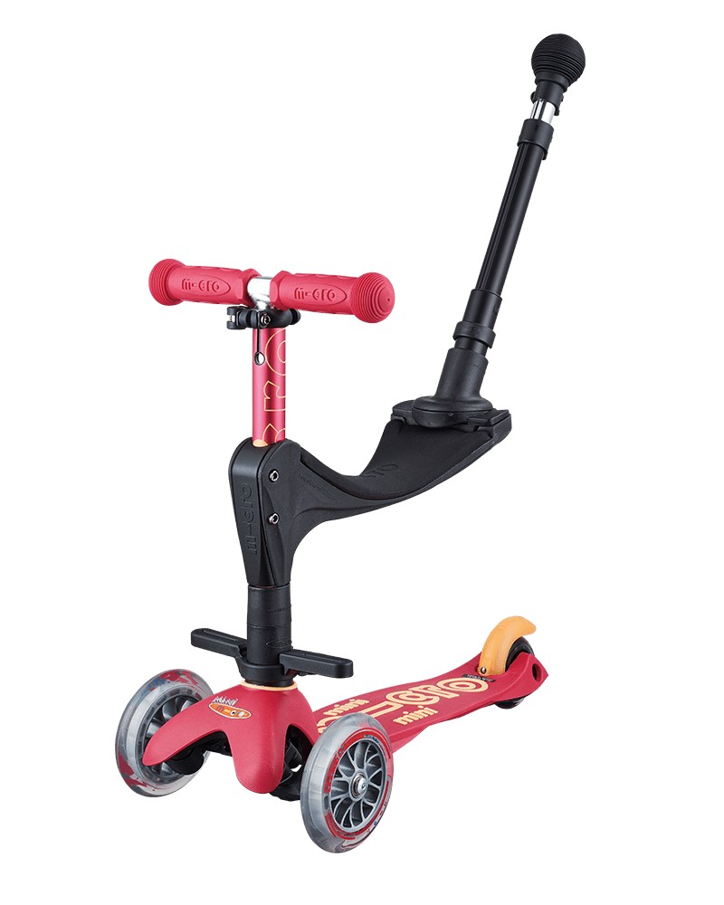 

Самокат 2 в 1 с сидением и родительской ручкой Mini Micro 3 in 1 Deluxe Plus Ruby Red красный