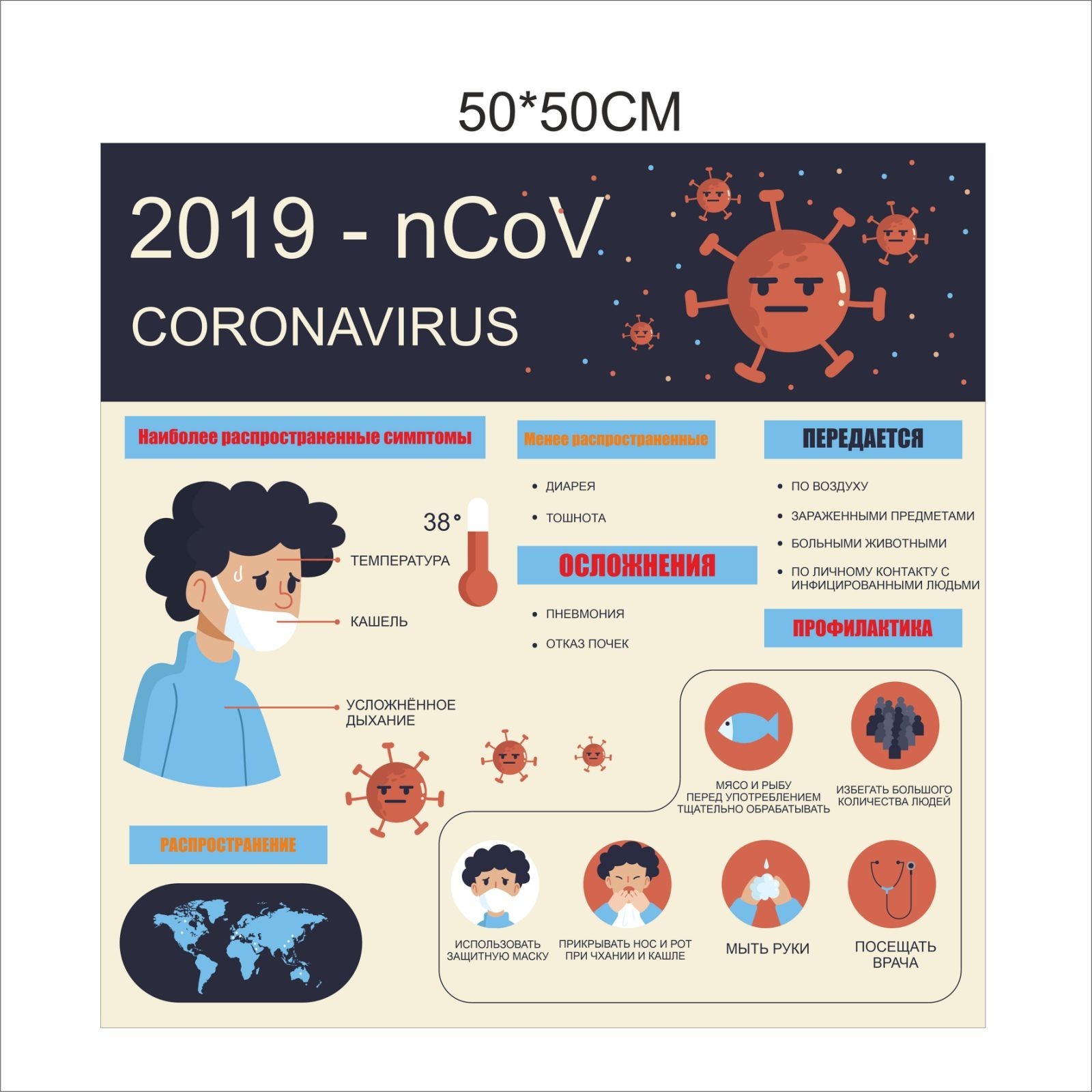 

Плакат Beauty Special Coronavirus 50x50 см (5444)