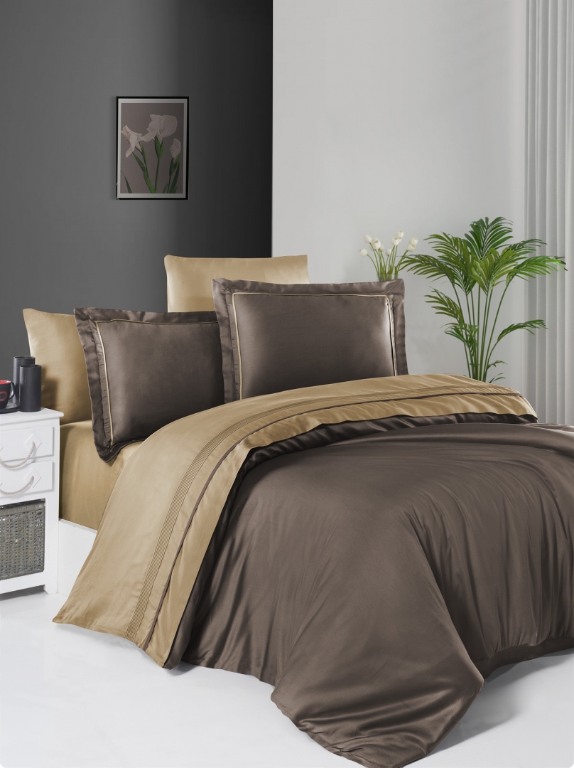 

Постельное белье First Choice Brown Caramel Евро турция, сатин де люкс