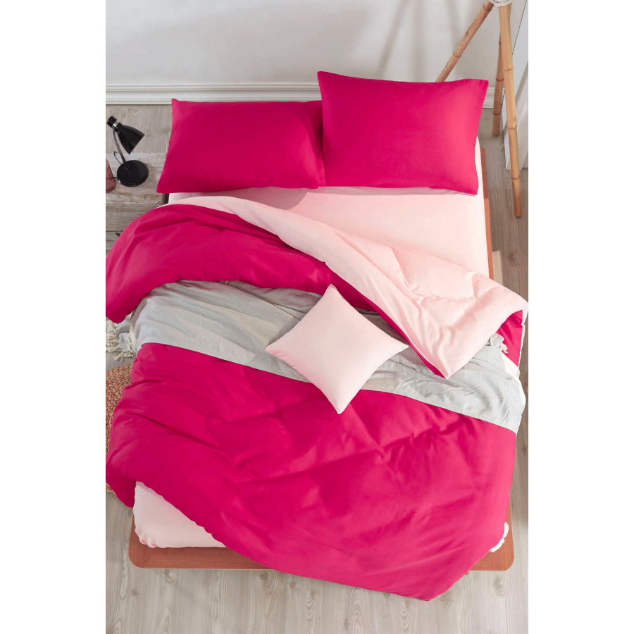 

Постельное белье Eponj Home Paint Mix Fusia Somon Евро турция, ранфорс