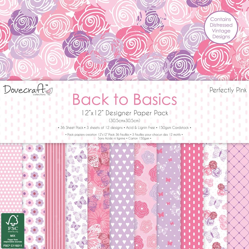 

Набор бумаги 30х30см Dovecraft - Perfectly Pink