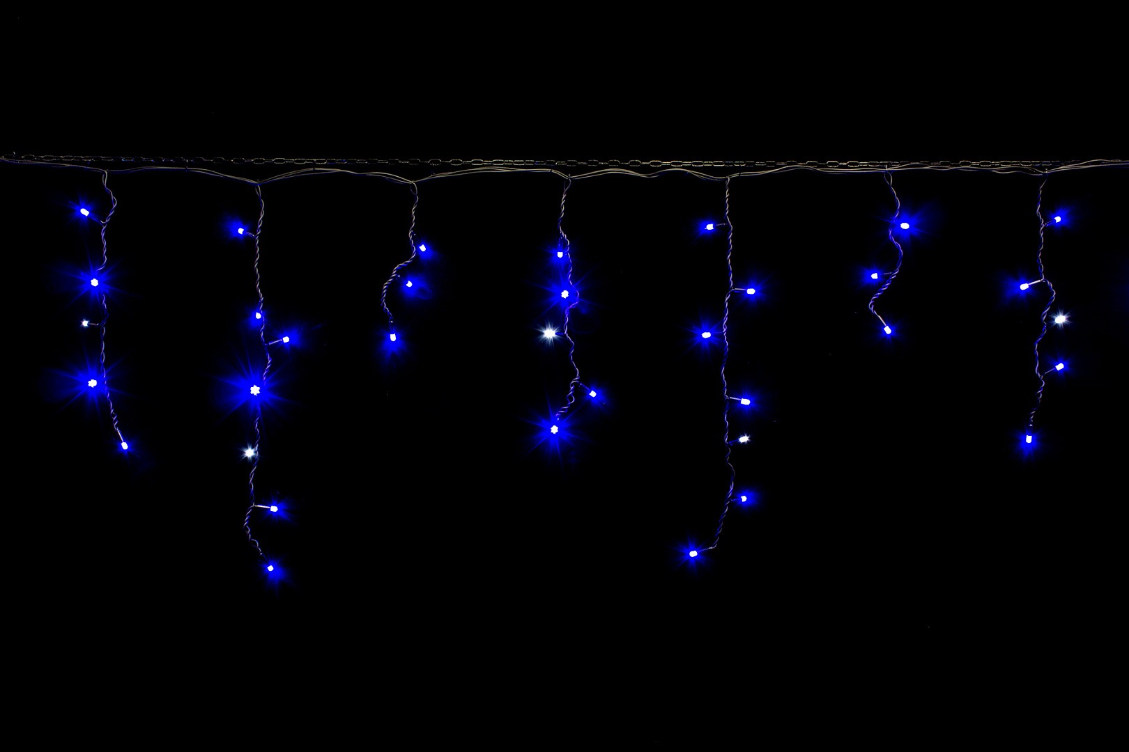 

Гирлянда бахрома уличная светодиодная 3 м 80 LED с переходником черный провод от сети Синяя