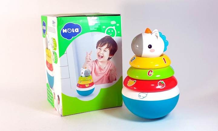 

Единорог неваляшка пирамидка погремушка Hola Toys, разноцветная 3136.