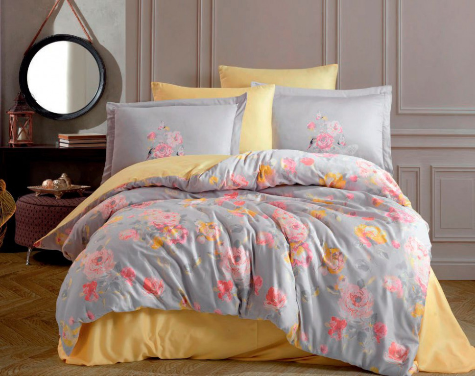 

Постельное белье Hobby Exclusive Sateen Calvina серый евро 8698499154520
