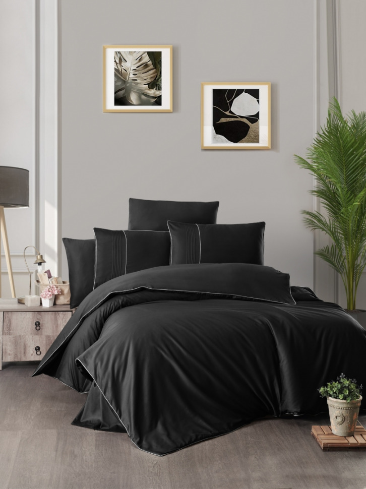 

Сатин де люкс постельное белье First Choice DLX-232 Fantasy black евро m017510