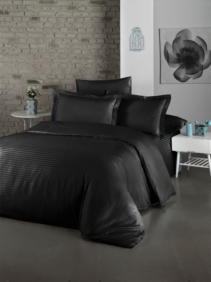 

Постельное белье LightHouse Exclusive Sateen Stripe Lux черный евро 2200000550194