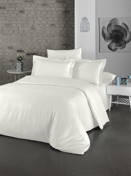 

Постельное белье LightHouse Exclusive Sateen Stripe Lux белый евро 2200000553478