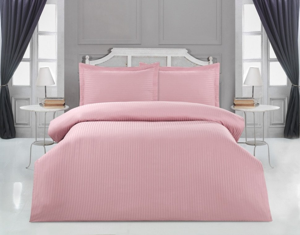 

Однотонное сухая роза постельное белье сатин-страйп Arya Sole полуторный 8680943099129