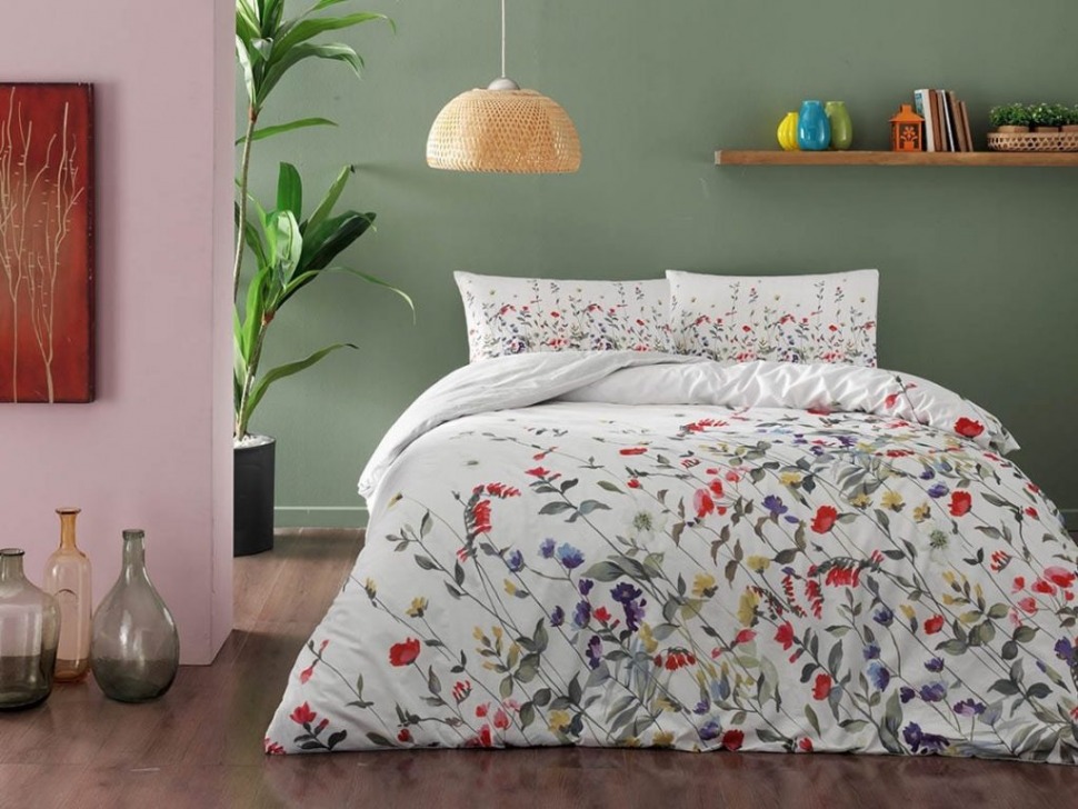 

Постельное белье ранфорс TAC Cherry v01 yesil полуторный 60251352