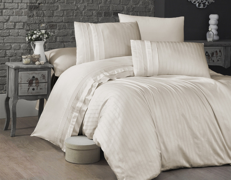 

Однотонное постельное белье First Choice DLX-S26 New Trend krem евро m015732