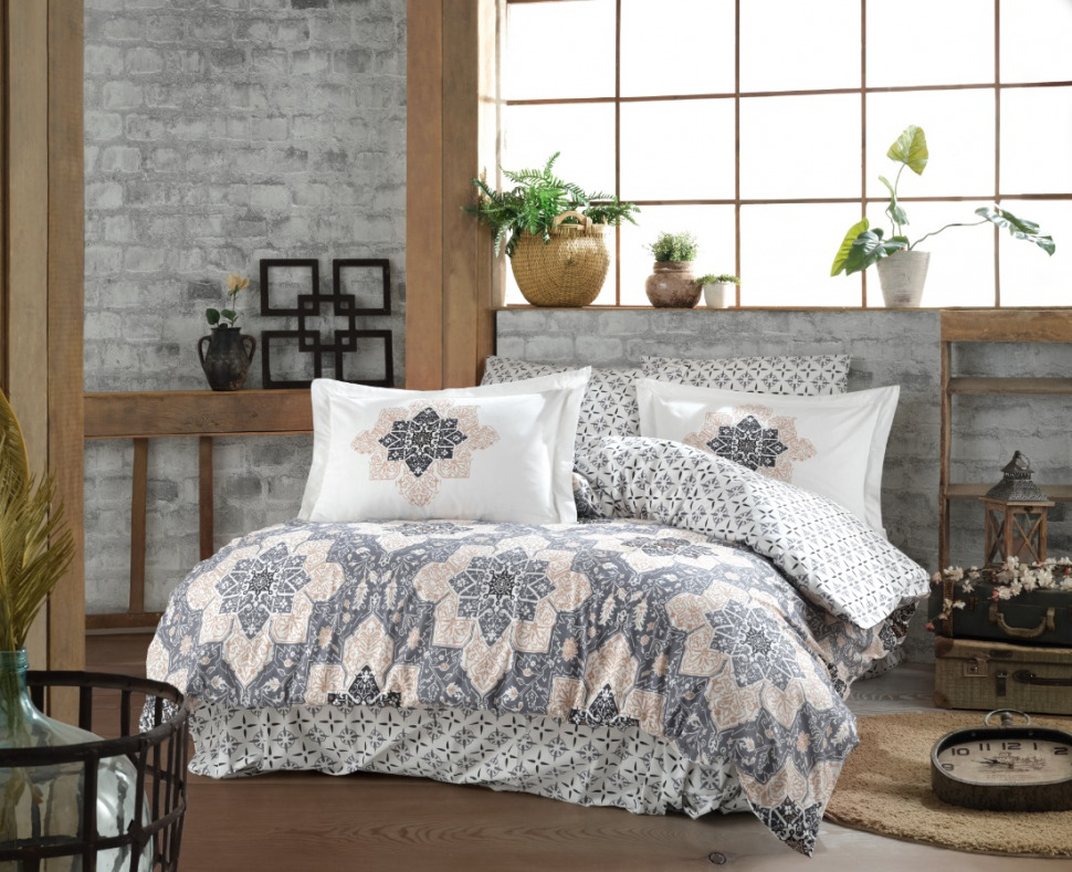 

Постельное белье Poplin Hobby Amanda серый евро 8698499154032