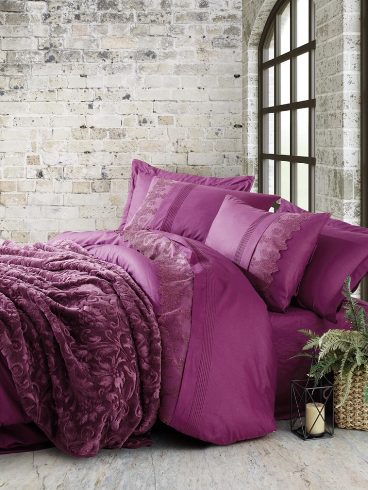 

Комплект постельного белья + плед Cotton Box Embos murdum 02007741